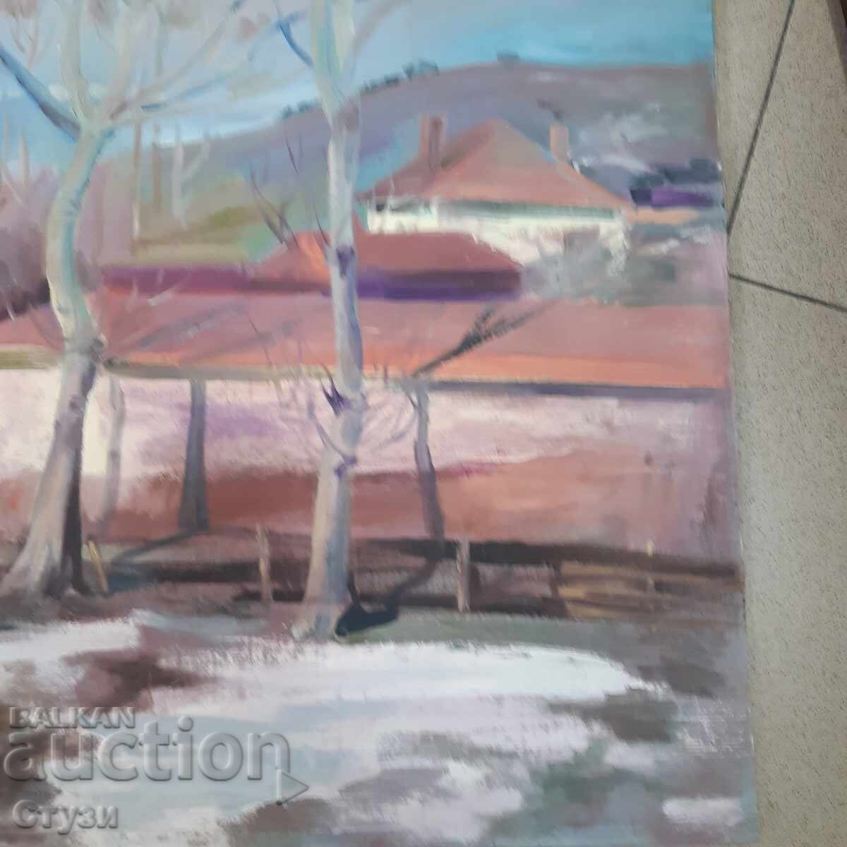 Original painting "Mountain Village", oil, 60 x 50 cm - 6