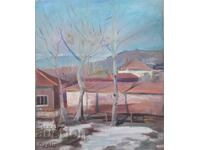 Tablou original "Sat montan", ulei, 60 x 50 cm