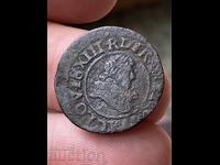 Franța turneu dublu 1635 Ludovic al XIII-lea monedă de cupru