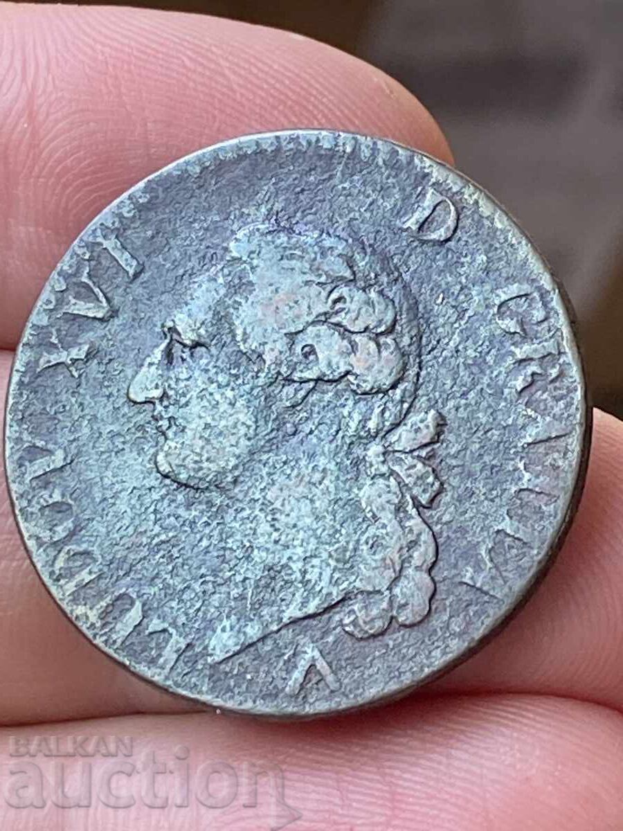 Franța 1 sol 1780 Lille Ludovic al XVI-lea monedă de cupru cu preț 63.00 BGN | € 32.21