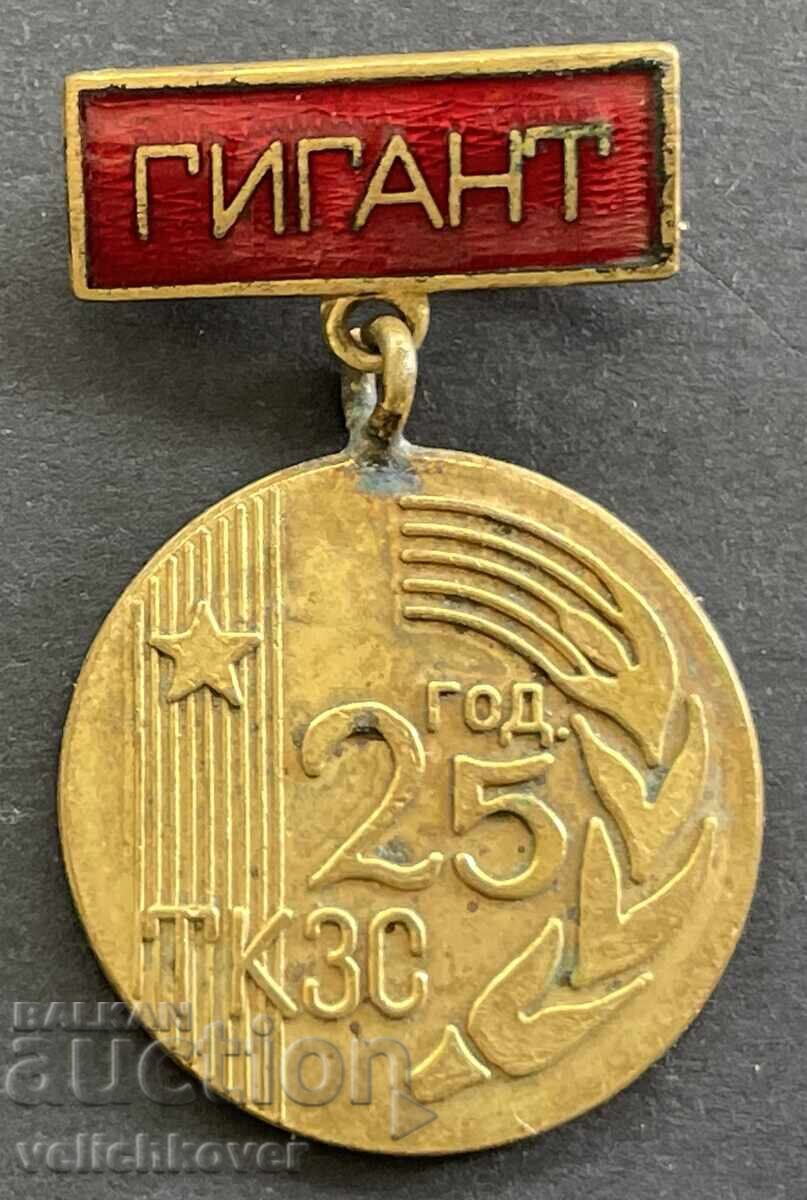 41687 България медал 25г. ТКЗС Село Гигант позлата емайл