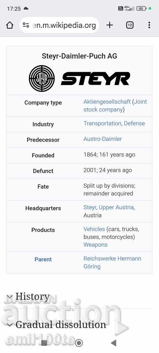 Livrarea Insigna rară - 100g. Autoturisme Steyr Daimler Puch Austria