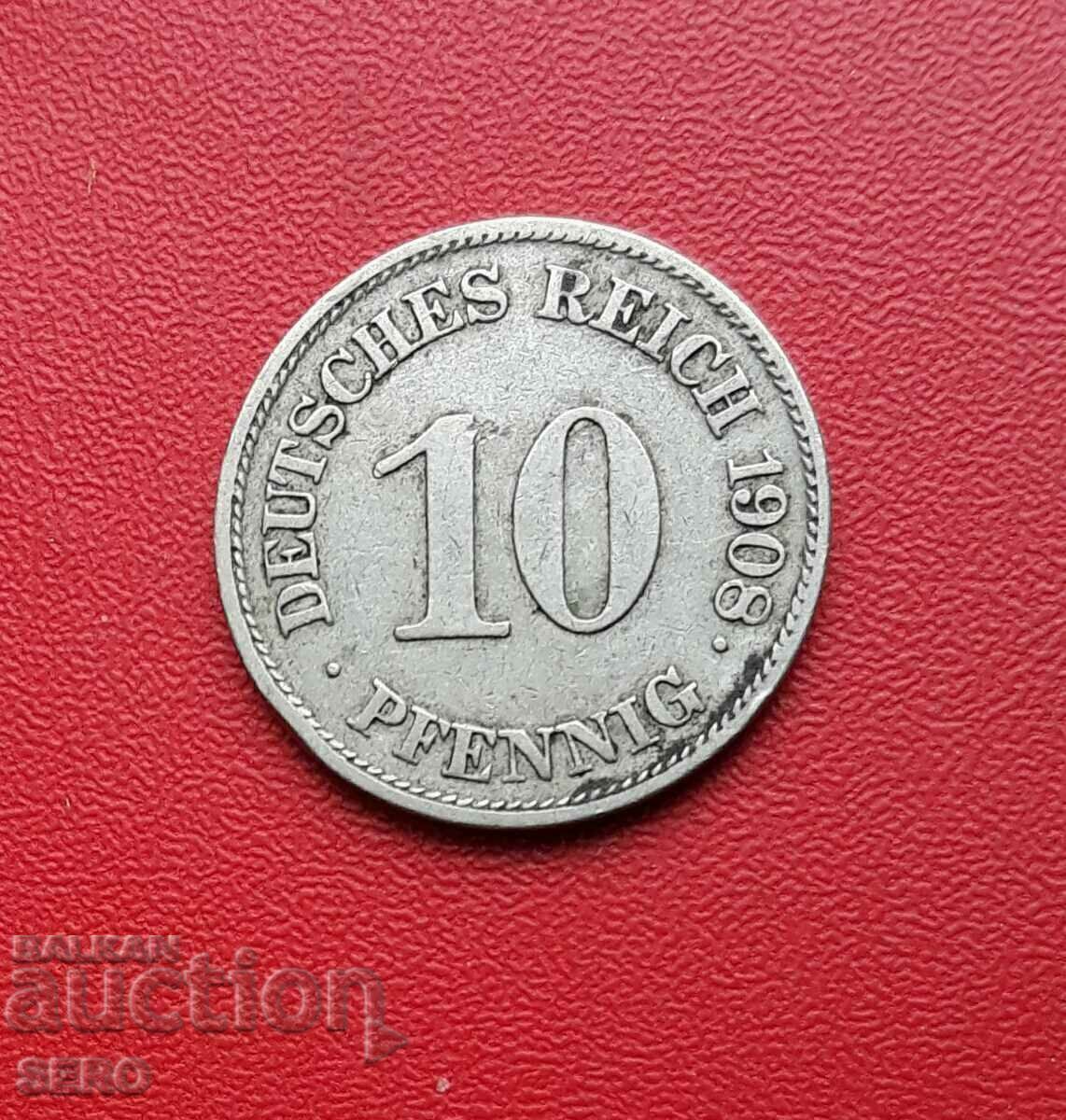 Germania-10 pfennigs 1908 E-Muldenhüten