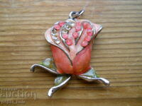 Старинен медальон - роза (емайл)