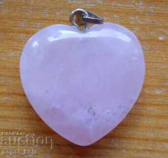 Medalion - inimă din cuarț roz