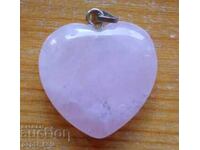 Μετάλλιο - καρδιά από ροζ χαλαζία