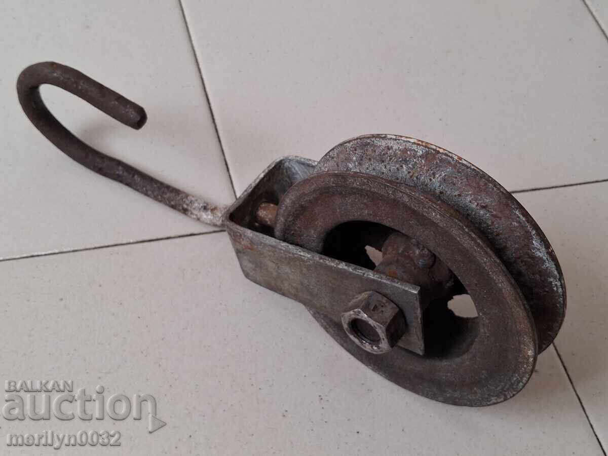 Παλιά σφυρήλατη τροχαλία πολυδέσμης σφυρήλατου σιδήρου - 5