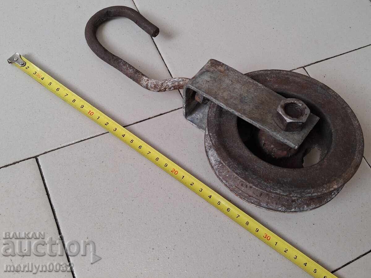 Παλιά σφυρήλατη τροχαλία πολυδέσμης σφυρήλατου σιδήρου - 7