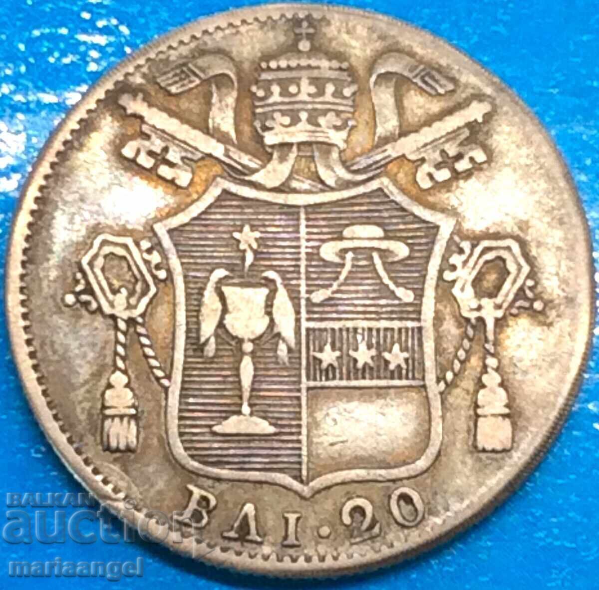 20 baiochi 1834 Vatican Rome Gregory XVI (1831-1846) RARE with price 309.00 BGN | € 157.99