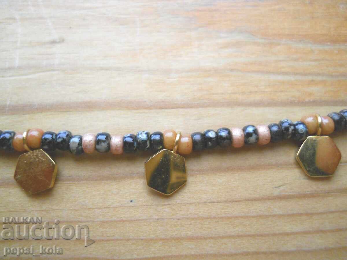 Beaded Necklace with Gold-Plated Pendants "Label Kiki" with price 5.00 BGN | € 2.56 Beaded Necklace with Gold-Plated Pendants "Label Kiki" with price 5.00 BGN | € 2.56