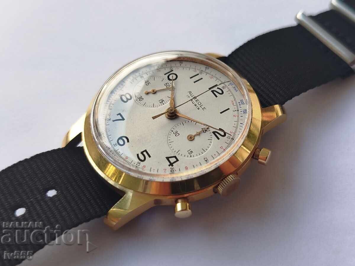 CEAS ELVEȚIAN DE MÂNĂ/CRONOGRAF - AUREOLE 17 RUBIS cu preț 600.00 BGN | € 306.78 CEAS ELVEȚIAN DE MÂNĂ/CRONOGRAF - AUREOLE 17 RUBIS cu preț 600.00 BGN | € 306.78