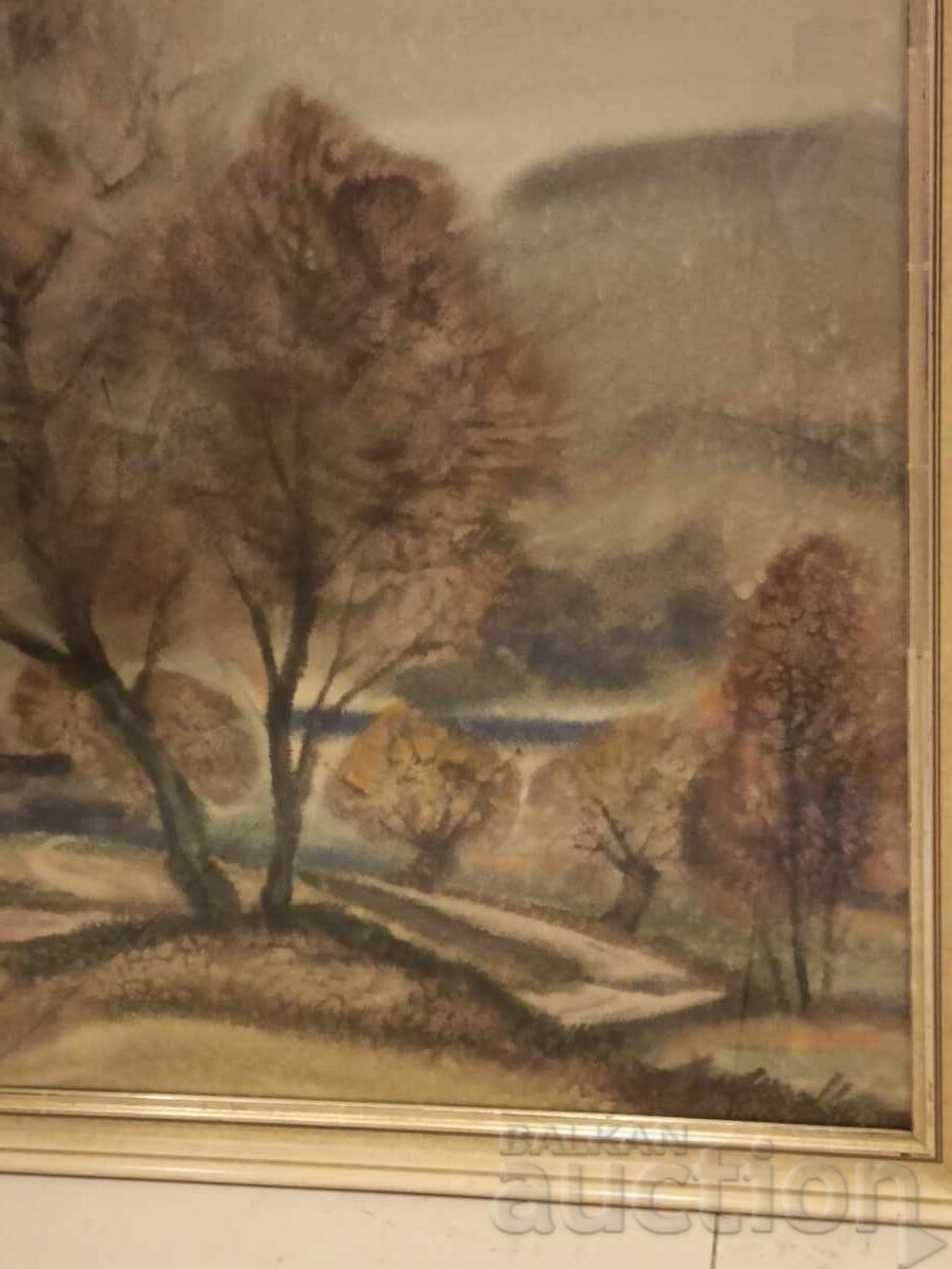 Huge beautiful watercolor, signed with price 120.00 BGN | € 61.36