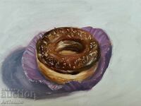 Ελαιογραφία - Νεκρή φύση - Ντόνατ - Αντώνης Ιορδάνωφ