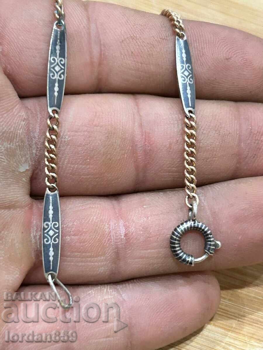 Δημοπρασία Γυναικείο ασημένιο βραχιόλι επιχρυσωμένο με νιέλο Art Deco