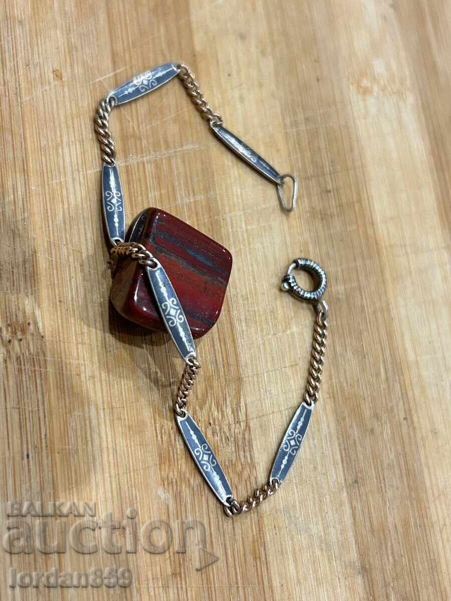 Γυναικείο ασημένιο βραχιόλι επιχρυσωμένο με νιέλο Art Deco