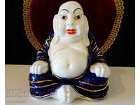 Buddha din porțelan chinezesc, cobalt, aur de 24 de carate, ștampilă