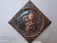 Panou jubiliar din cupru cu ursulețul Mișa Olimpiada '80 URSS