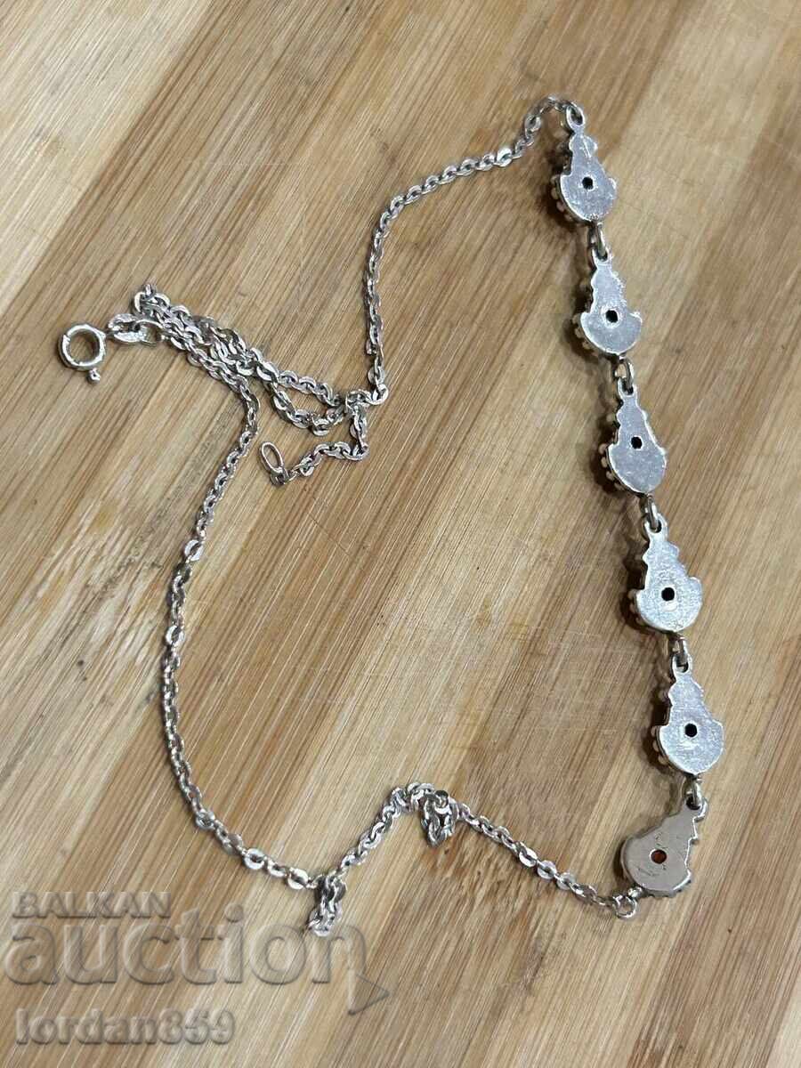 Παράδοση Γυναικείο ασημένιο κολιέ με αληθινούς γρανάτες Παράδοση Γυναικείο ασημένιο κολιέ με αληθινούς γρανάτες