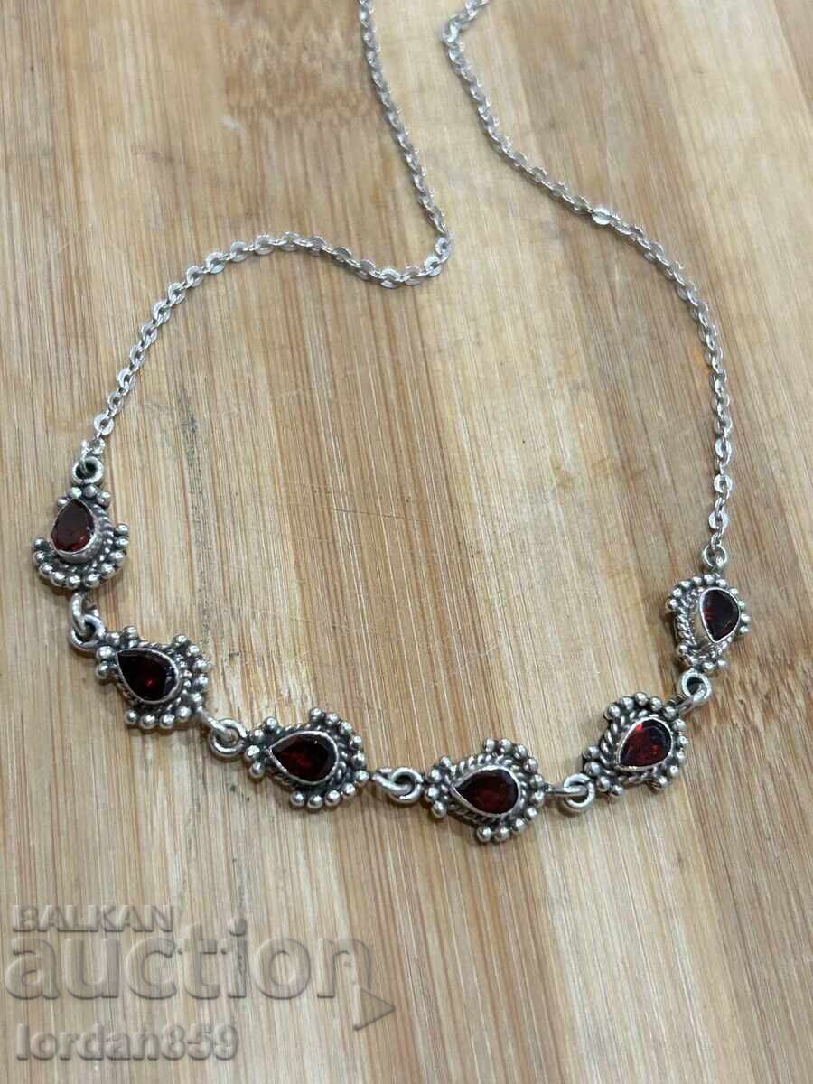 Γυναικείο ασημένιο κολιέ με αληθινούς γρανάτες - 5 Γυναικείο ασημένιο κολιέ με αληθινούς γρανάτες - 5