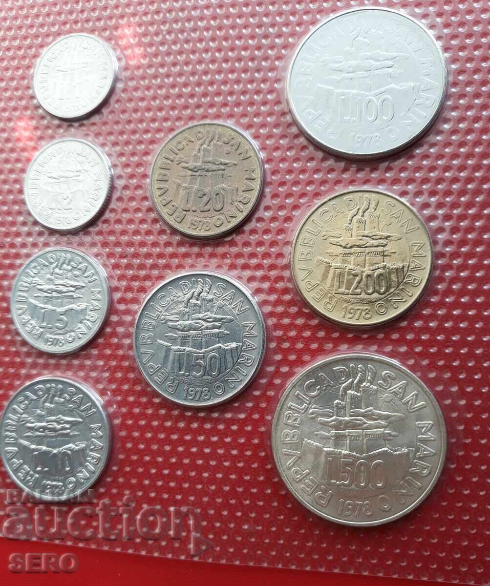 Δημοπρασία Σαν Μαρίνο - ΣΕΤ 1978 από 9 νομίσματα - 500 λίρες είναι ασημένιες