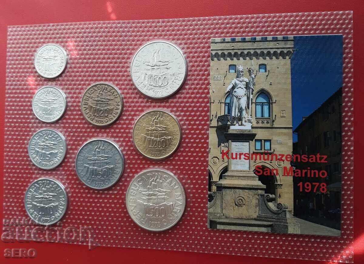Σαν Μαρίνο - ΣΕΤ 1978 από 9 νομίσματα - 500 λίρες είναι ασημένιες