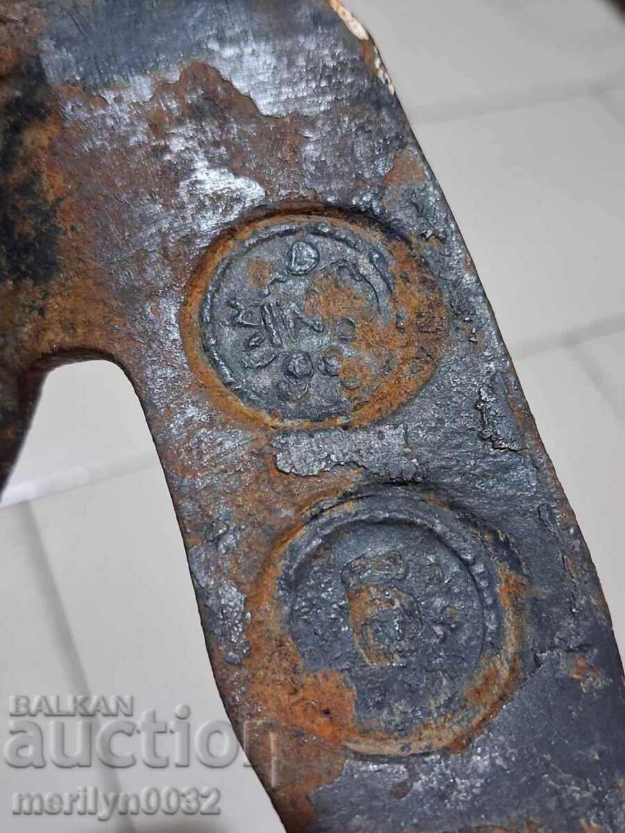 Old hand-forged scythe for mowing Number 5 wrought iron - 7