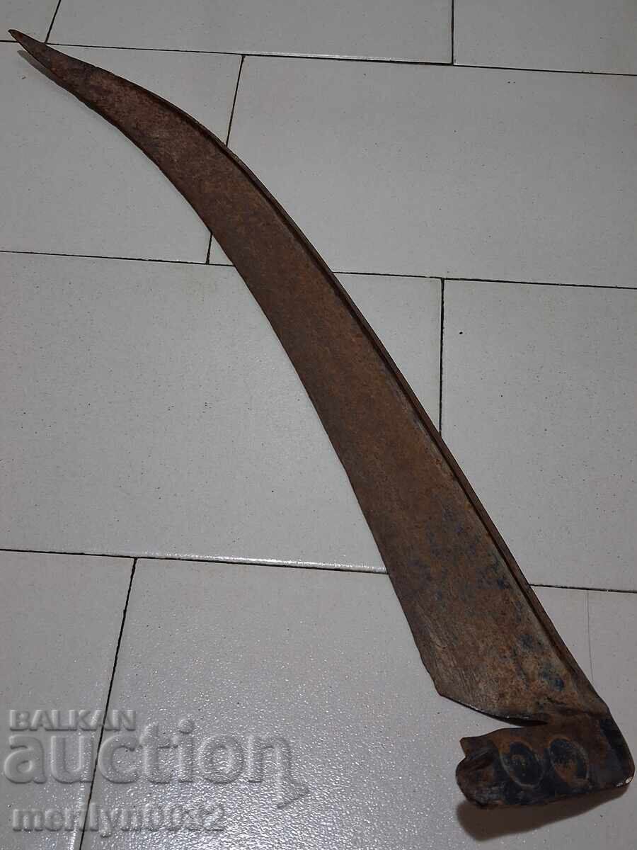 Old hand-forged scythe for mowing Number 5 wrought iron
