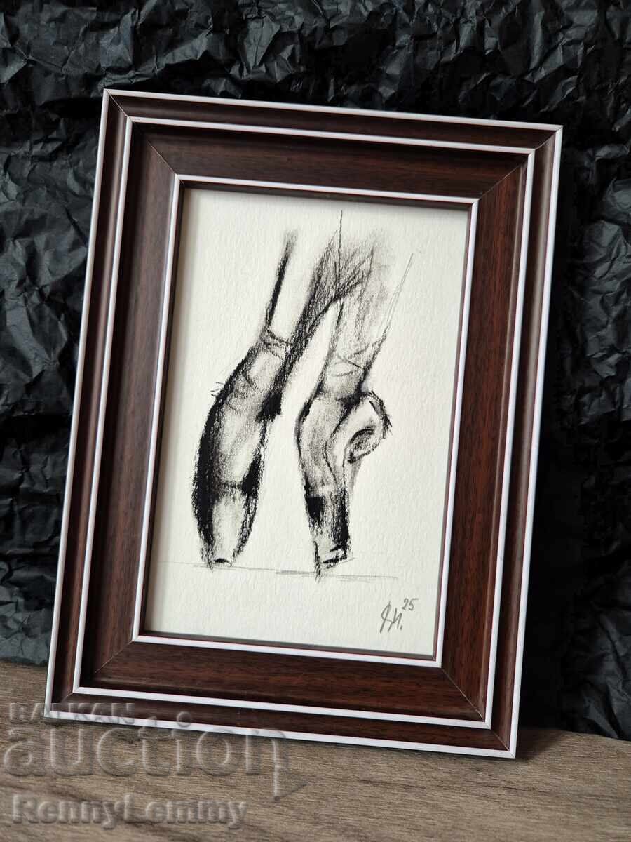 Ballet 2, charcoal drawing, miniature with price 25.00 BGN | € 12.78 Ballet 2, charcoal drawing, miniature with price 25.00 BGN | € 12.78