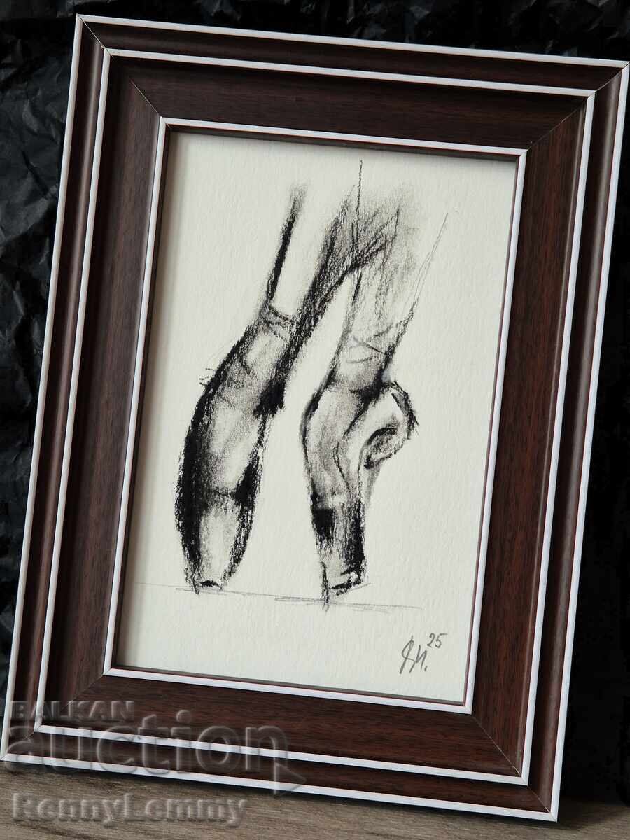 Auction Ballet 2, charcoal drawing, miniature Auction Ballet 2, charcoal drawing, miniature