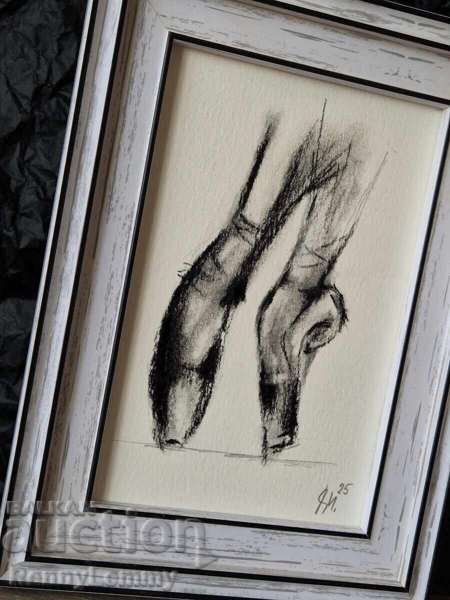 Ballet 2, charcoal drawing, miniature Ballet 2, charcoal drawing, miniature