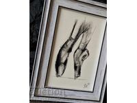 Ballet 2, charcoal drawing, miniature