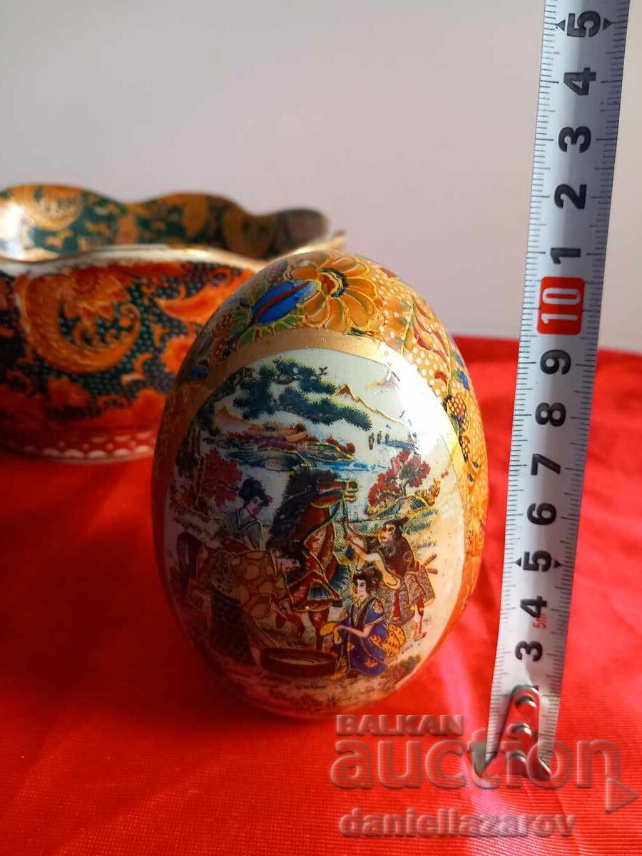 SATSUMA Old Hand-Painted Porcelain EGG - 6
