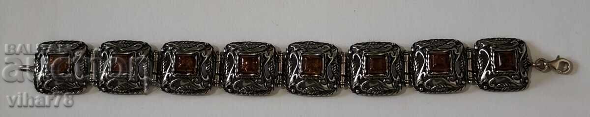 Auction silver bracelet with amber Auction silver bracelet with amber