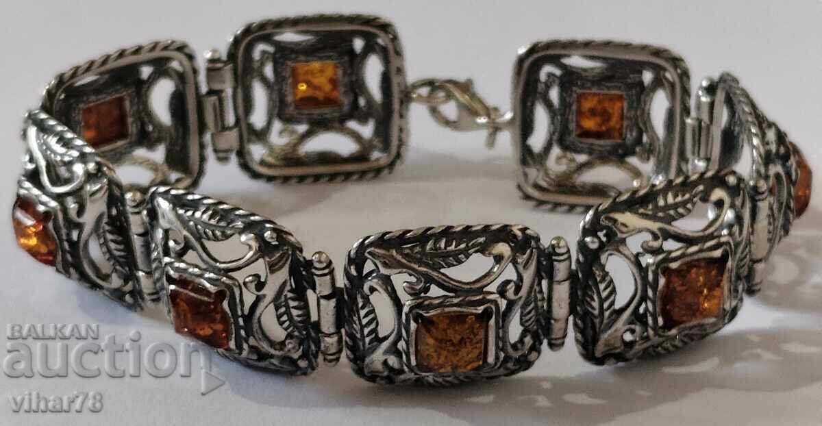 silver bracelet with amber silver bracelet with amber