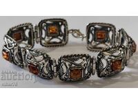 silver bracelet with amber