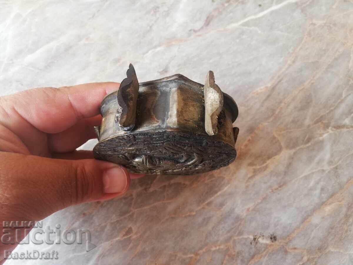 Old Embossed Powder Flask, cartridge belt, cartridge holder, pistol, rifle - 7 Old Embossed Powder Flask, cartridge belt, cartridge holder, pistol, rifle - 7