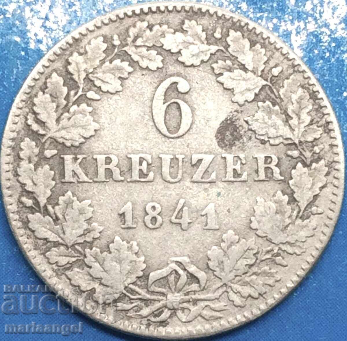 Delivery of Baden 6 Kreuzer 1841 Germany silver