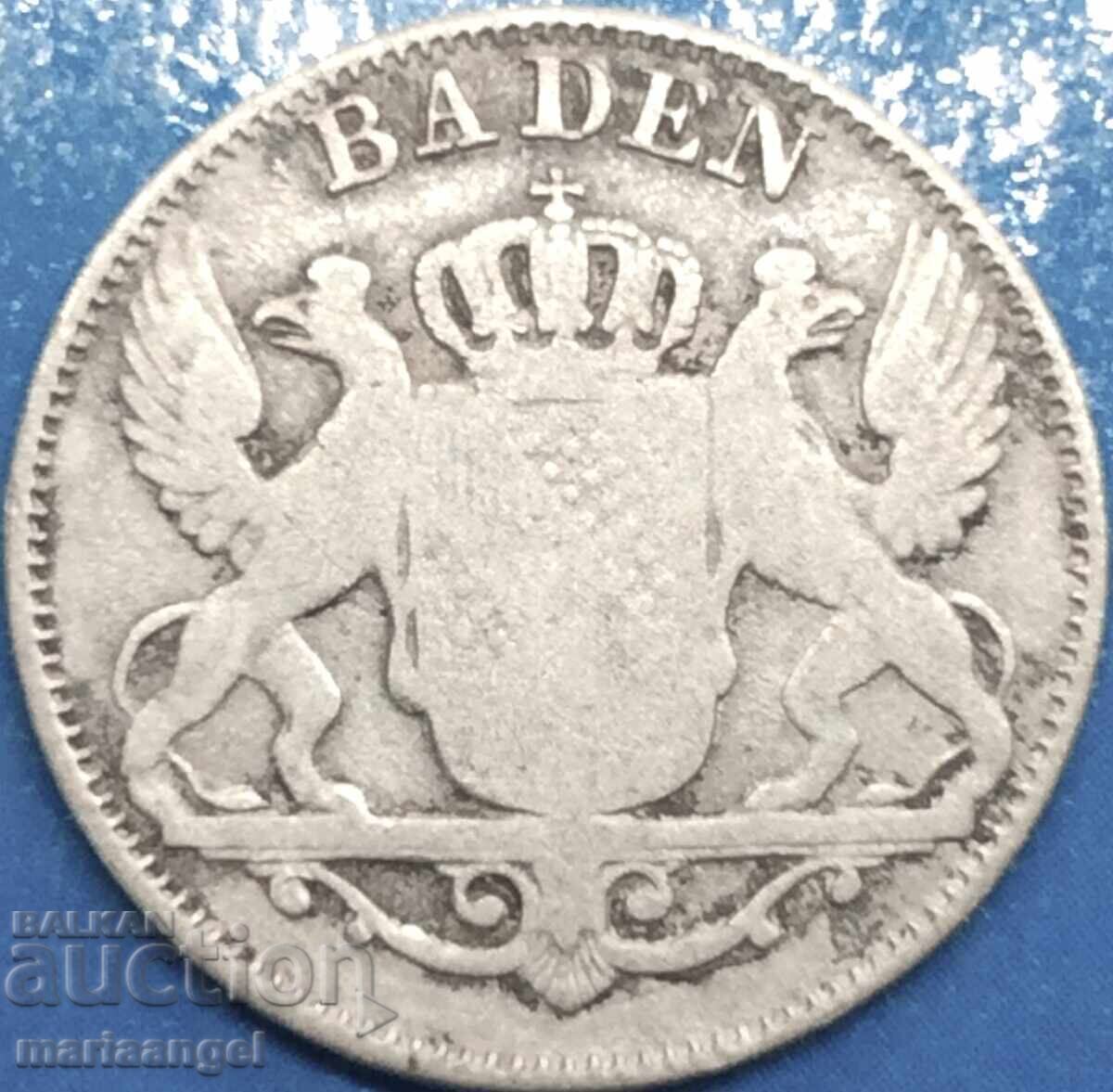Baden 6 Kreuzer 1841 Germany silver - 5