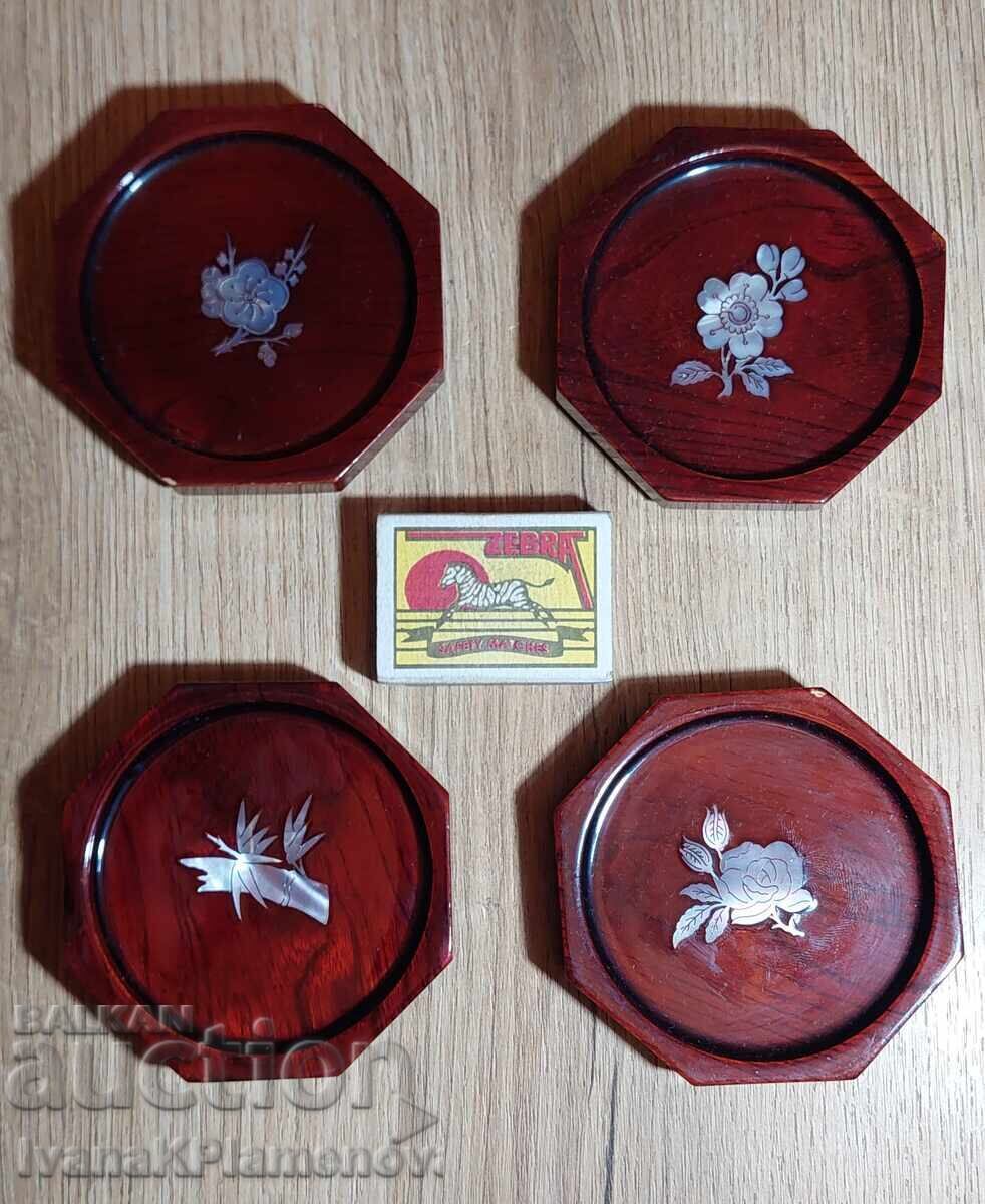 Wooden coasters inlaid with mother-of-pearl for connoisseurs - 7