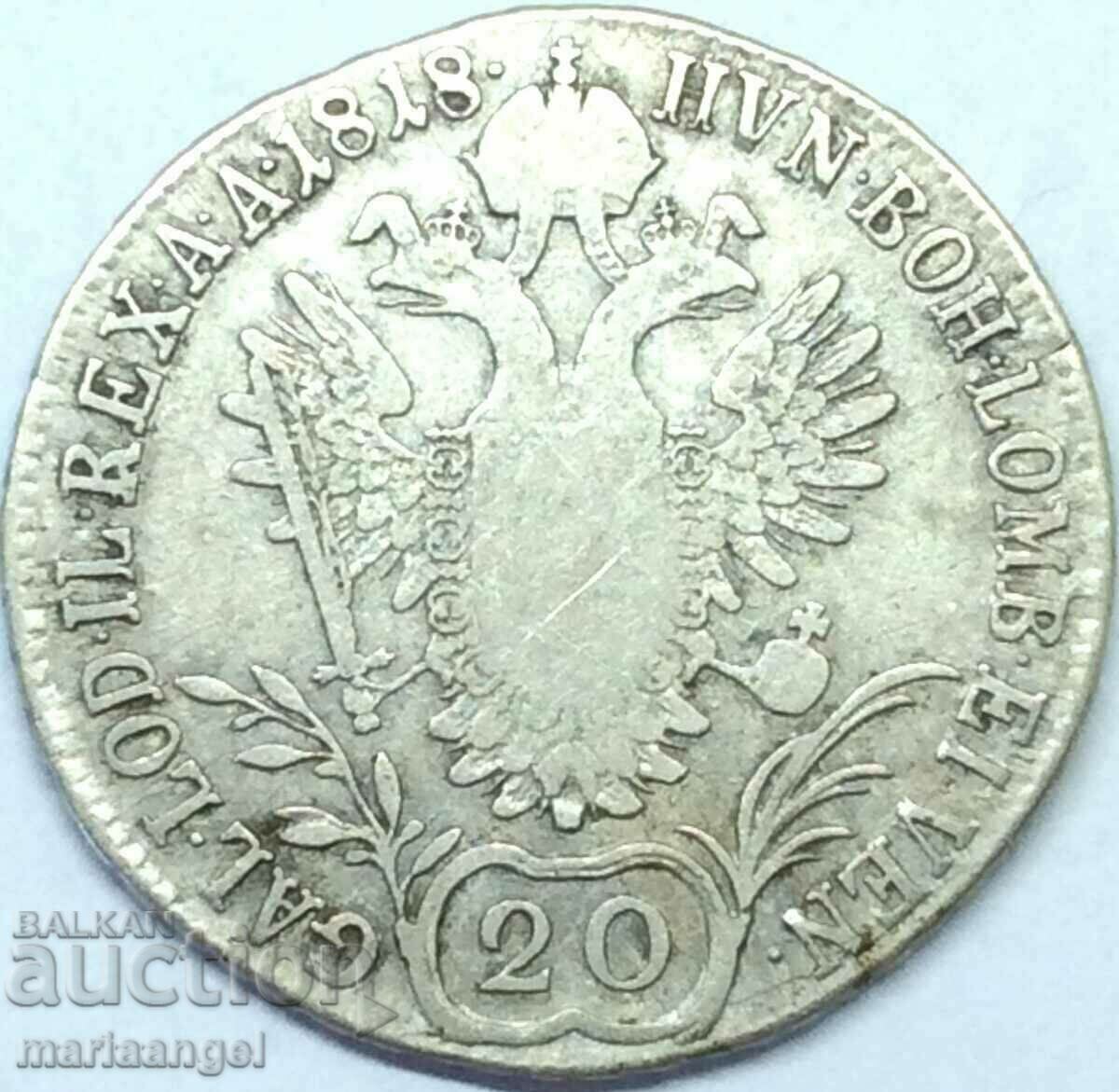 Delivery of 20 Kreuzer 1818 Austria B - Kremnitz Hungary silver