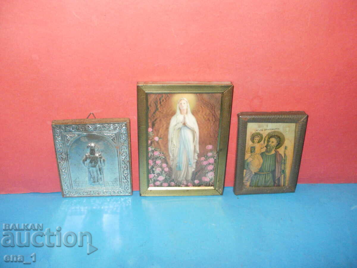 Лот от 3 иконки с различни изображения на светци
