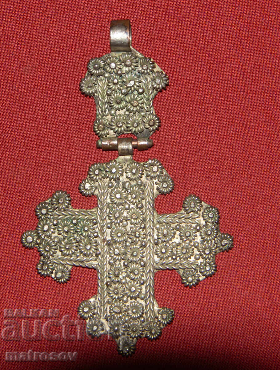 Licitație Cruce veche din argint lucrată manual, Pandantiv Răstignire