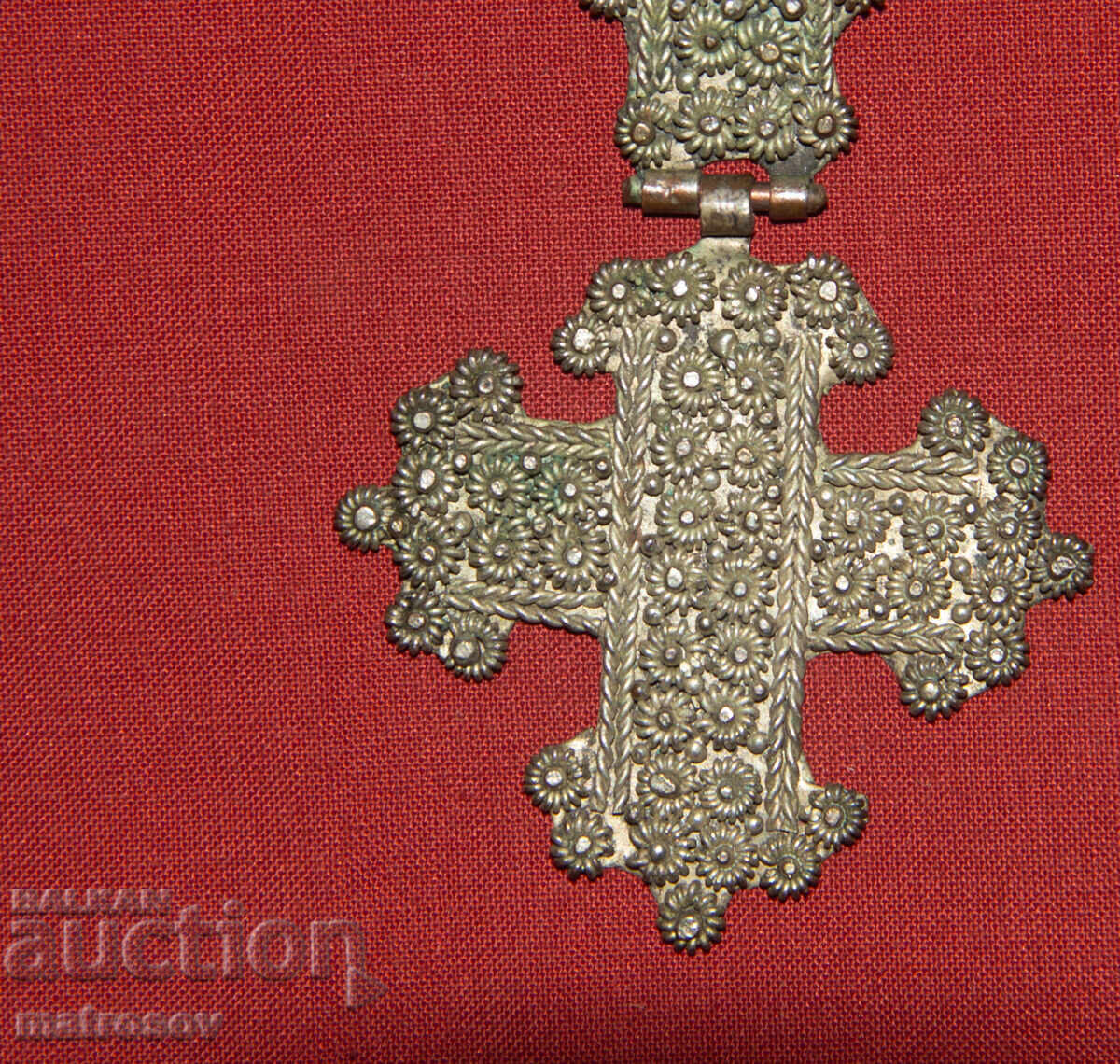 Cruce veche din argint lucrată manual, Pandantiv Răstignire - 5