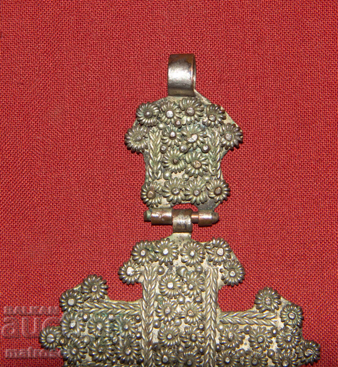 Cruce veche din argint lucrată manual, Pandantiv Răstignire - 6