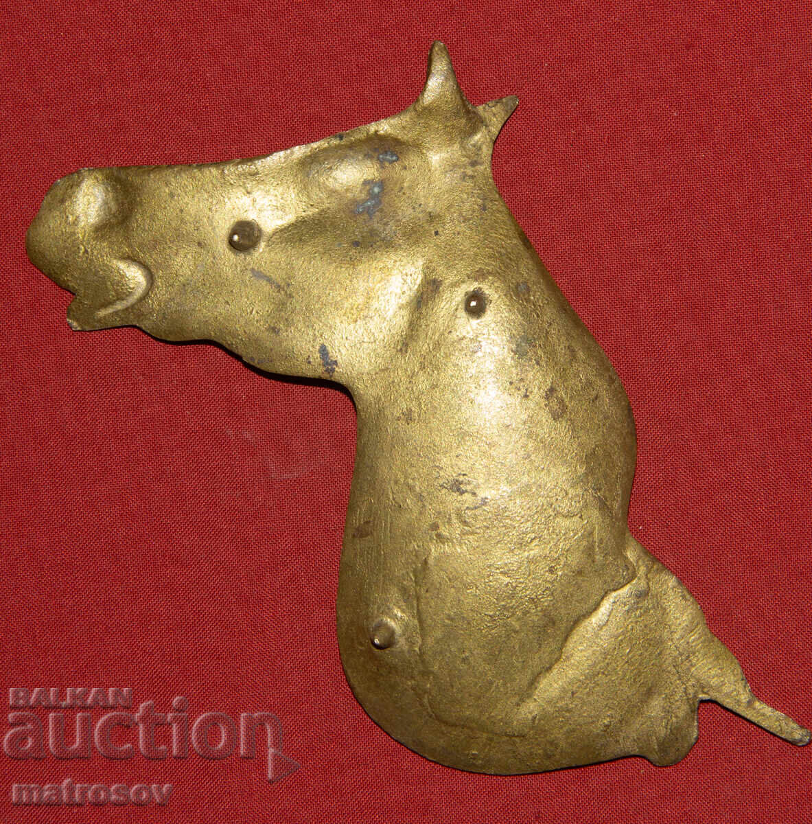 Стара месингова купа декорация конска глава - 6
