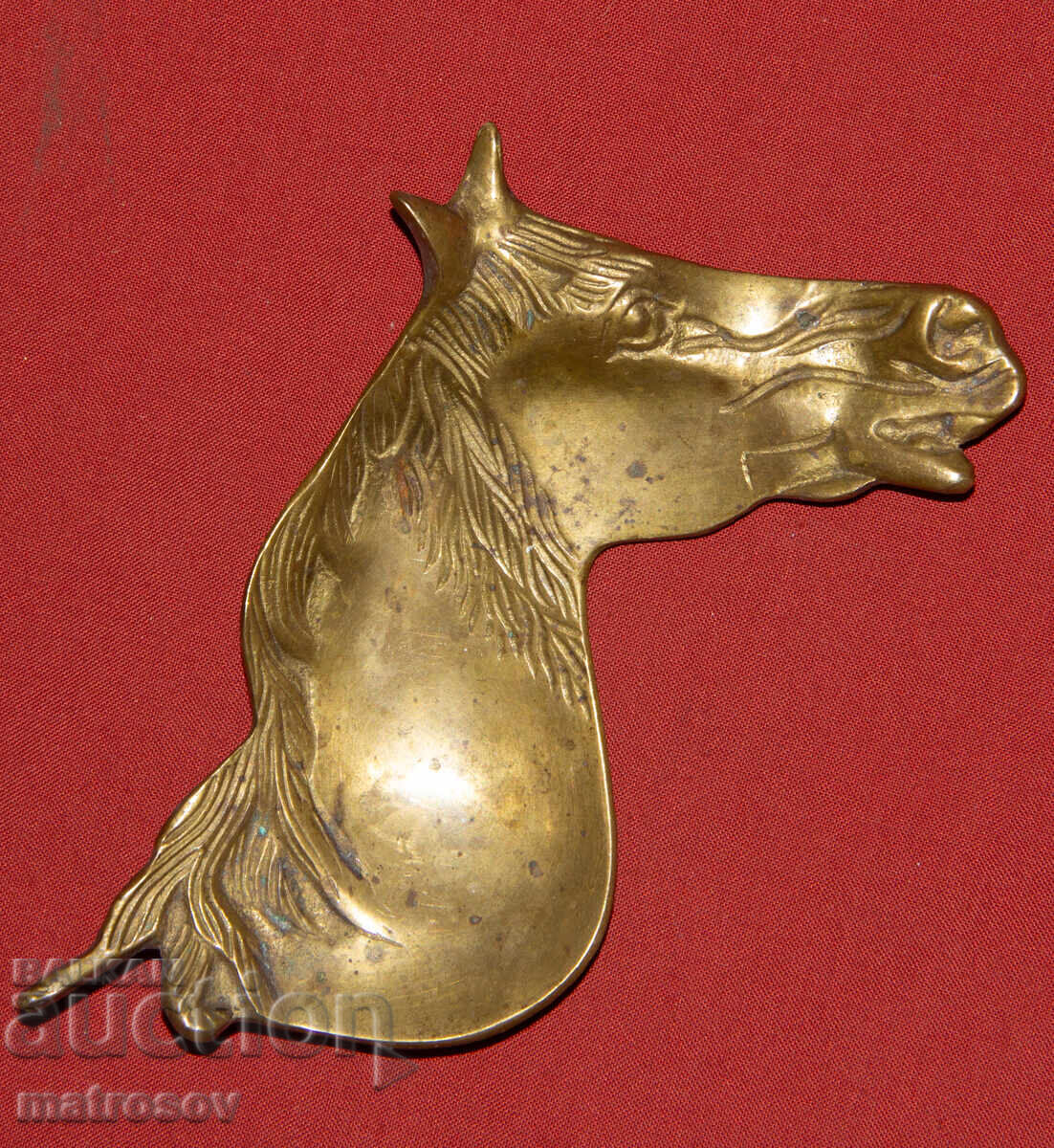 Стара месингова купа декорация конска глава