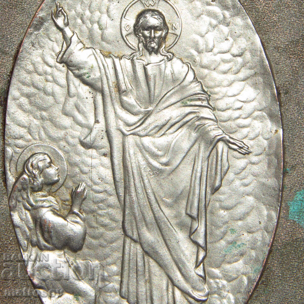 Vechi basorelief metalic, aplicație Iisus Hristos binecuvântând - 7 Vechi basorelief metalic, aplicație Iisus Hristos binecuvântând - 7