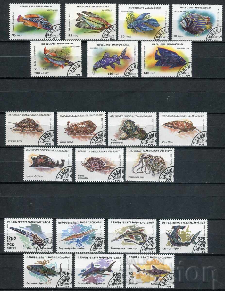Madagascar 1993-94 CTO - Fauna, fish, sharks, crustaceans
