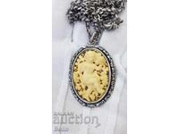 Medalion rar din argint cu fildeș secolul al XIX-lea - Europa