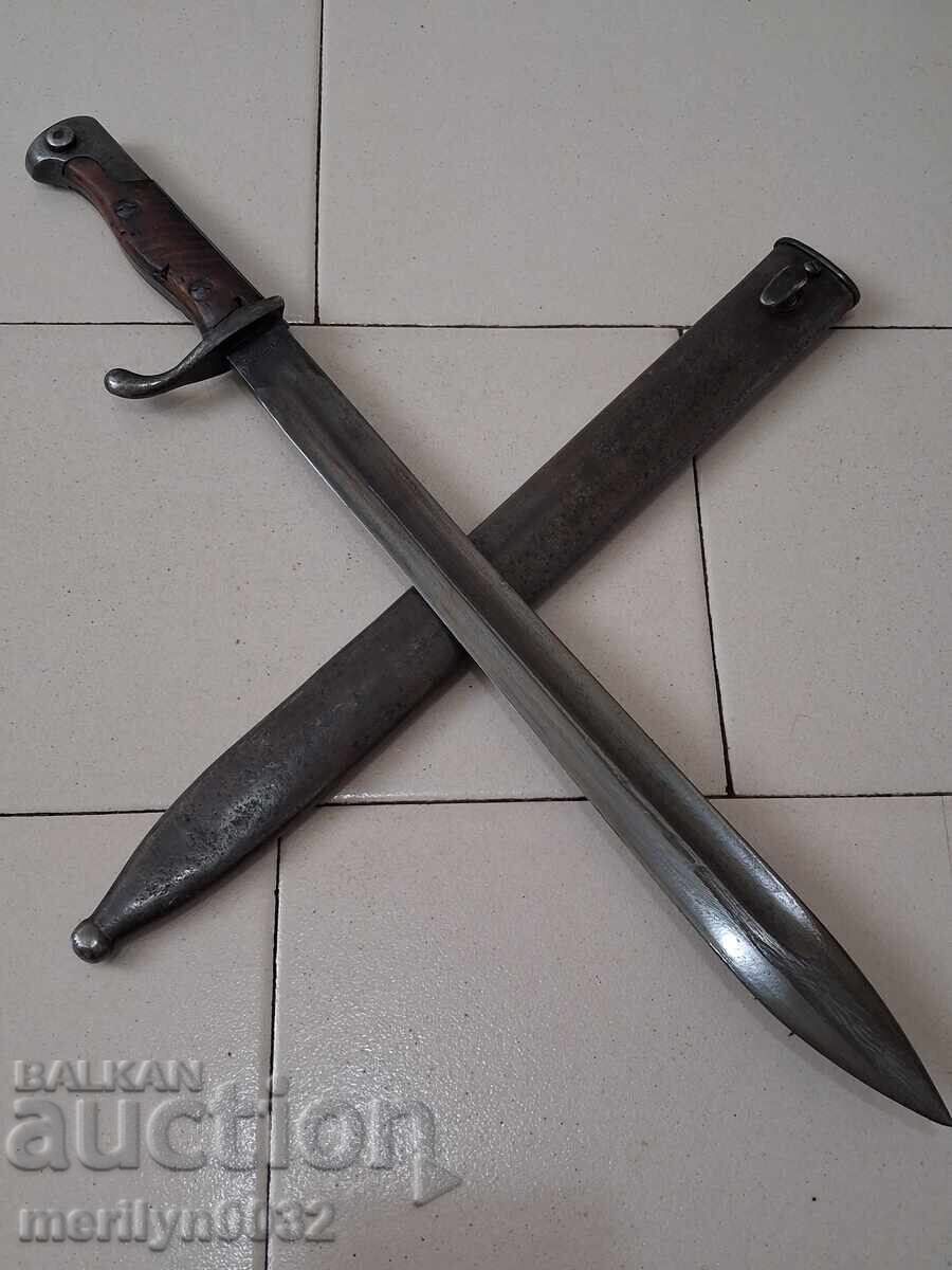 Baionetă germană teșitoare pușcă Mauser S98/05 Cuțit de măcelar teacă